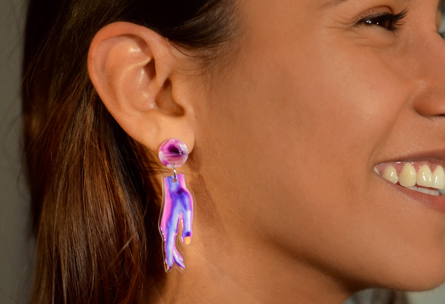 Célie Design statement earrings La Création de la Femme worn by Syriane Guerineau