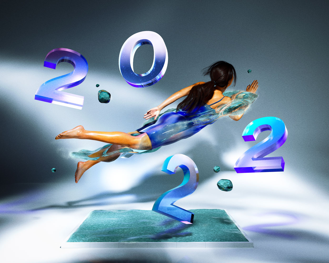 Célie Cadieux Happy New Year 2022 3D digital illustration